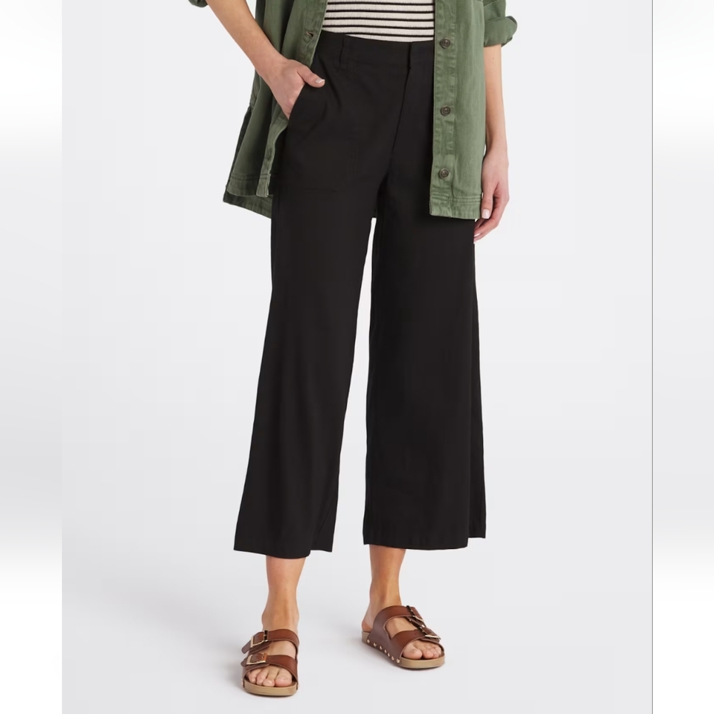 kut from the kloth black wide leg crop pant | XL